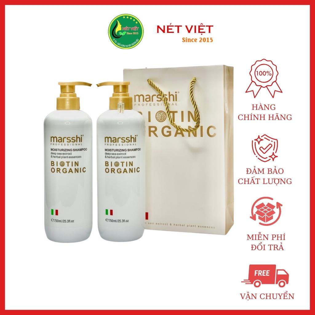 Dầu gội cặp Marsshi ITALY - Dầu gội biotin collagen làm sạch gàu, dưỡng tóc mềm mượt, ngăn rụng tóc