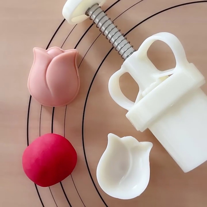 Khuôn Làm Bánh Trung Thu Bằng Nhựa Hình Hoa Tulip Hoạt Hình DIY
