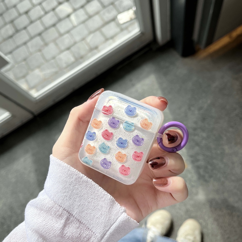 Vỏ Bảo Vệ Hộp Sạc Tai Nghe AirPods3 AirPods3 Họa Tiết Hoạt Hình Gấu / Vịt Màu Dạ Quang Dễ Thương 2021 Ốp
