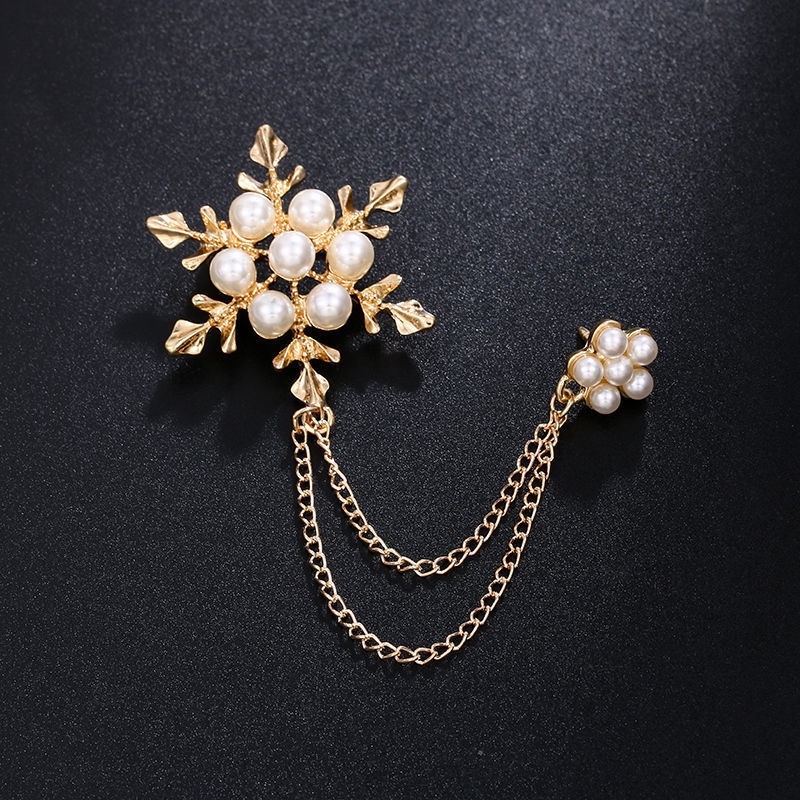 Ghim Cài Áo Hình Bông Tuyết Đính Đá Nhân Tạo Phong Cách Giáng Sinh Mới