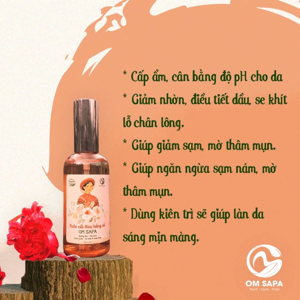 Toner Hoa Hồng Cổ SaPa Sáng Da A Om Natural 100ml