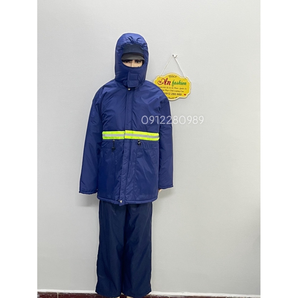 Đồ bảo hộ dùng trong kho đông lạnh -25 độ có gắn phản quang mặc siêu ấm_ Hình chụp thật