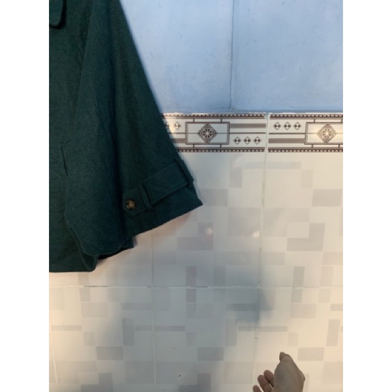 Thanh lý áo khoác dạ lông cừu dáng choàng màu xanh size M- L cực xinh
