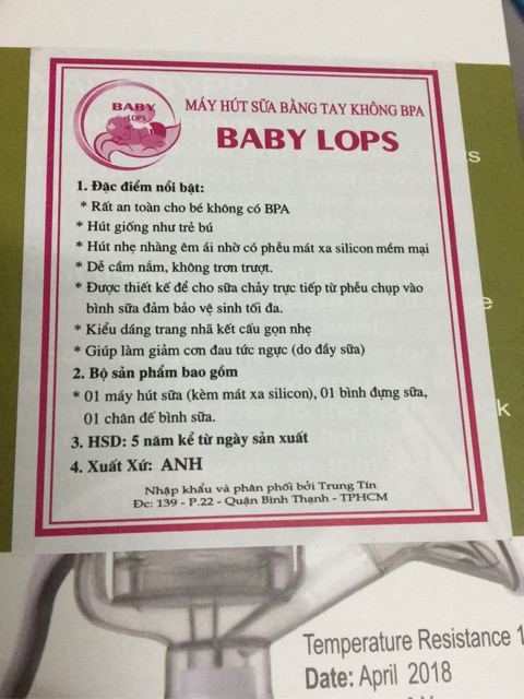 Máy hút sữa tay đa năng Baby Lops