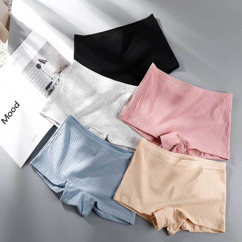 Quần lót short bằng cotton ren lưng vừa liền mạch kiểu tổ ong ren gợn sóng kháng khuẩn dành cho nữ | BigBuy360 - bigbuy360.vn