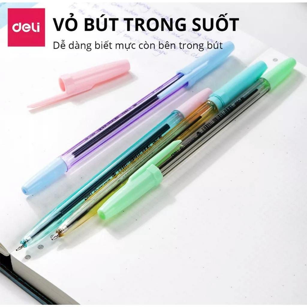 Bút Bi Mực Xanh Ngòi 0.7mm Nắp Đậy Màu Pastel Deli - Màu Ngẫu Nhiên - EQ6C