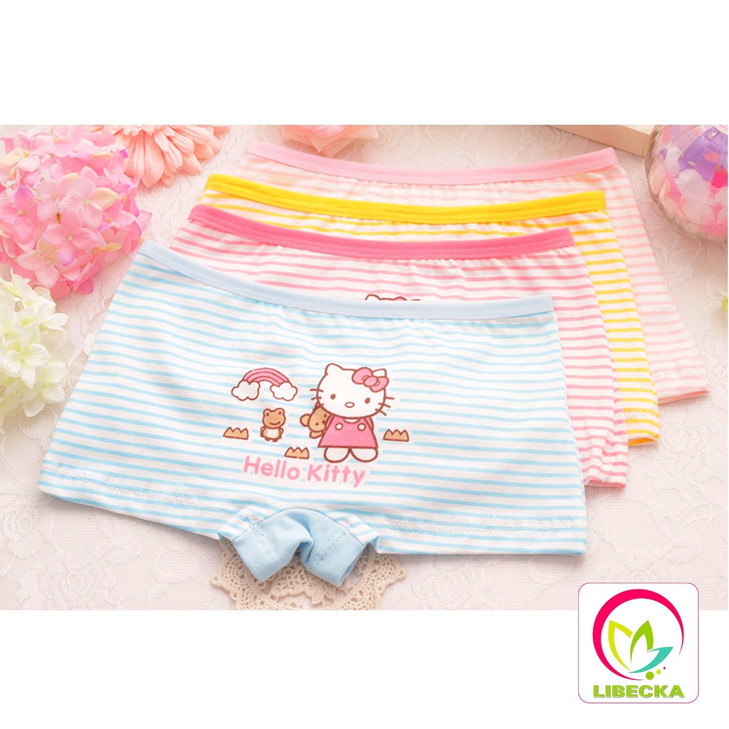 Quần chíp đùi cho bé gái hoạt hình mèo sọc siêu dễ thương siêu đẹp Cotton tự nhiên kháng khuẩn cao cấp LIBECKA QLTE01MS