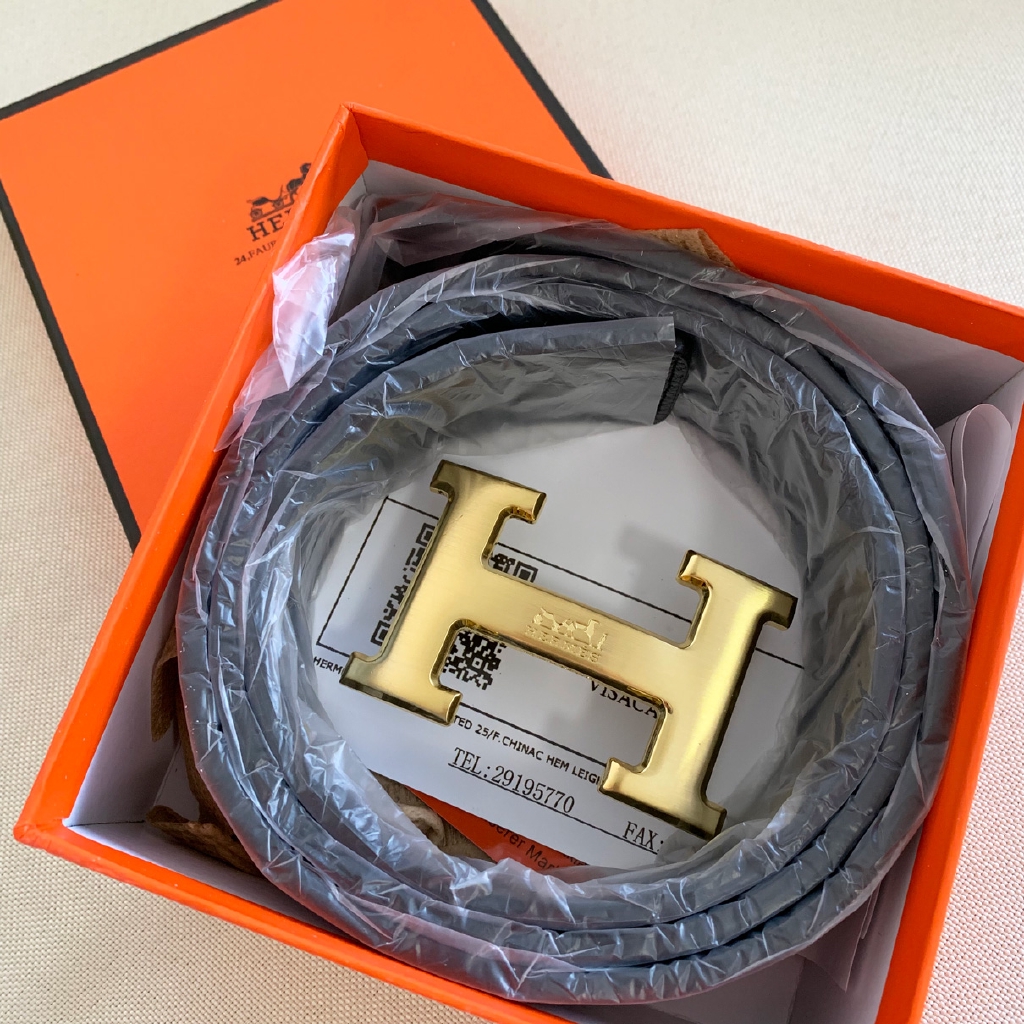 Herme Belt Thắt Lưng Da Khóa Kim Loại Mạ Vàng Sang Trọng Cho Nam Và Nữ