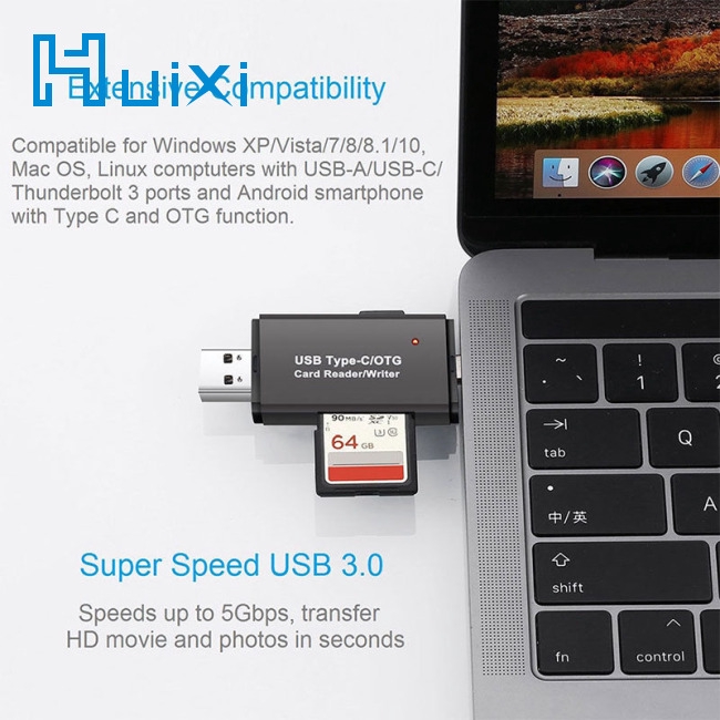 Thiết bị đọc thẻ nhớ TF SD USB 3.0 3 trong 1 cho Macbook Android