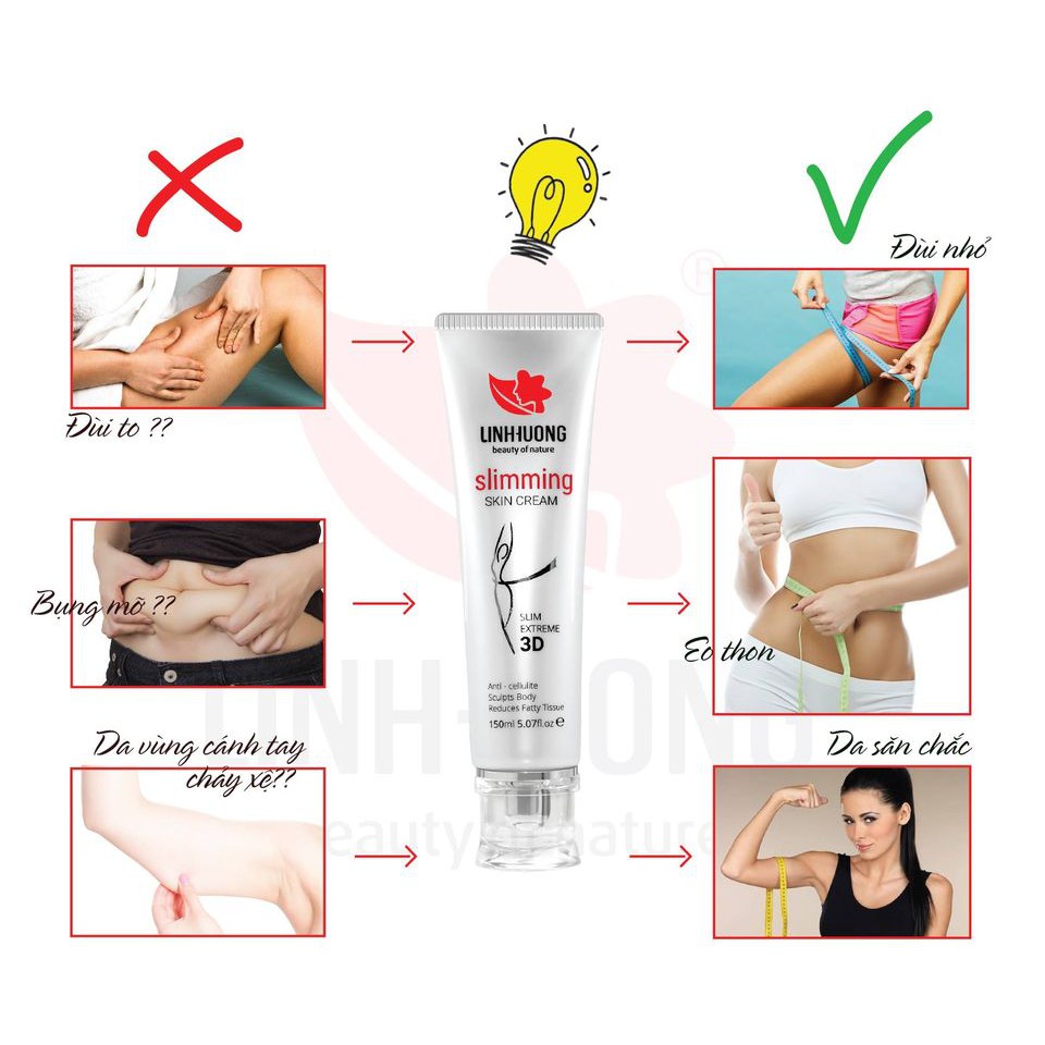 Kem tan mỡ bụng mỡ đùi đem lại vóc dáng thon gọn Slimming Skin Cream Linh Hương 150ml