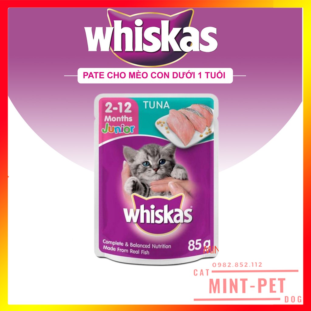 Pate Whiskas Cho Mèo Con Vị Cá Ngừ Túi 85g Giá Rẻ