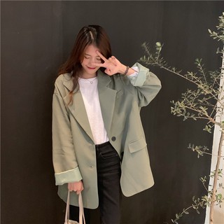 KHOÁC BLAZER XANH DÁNG RỘNG (kèm video, ảnh thật)
