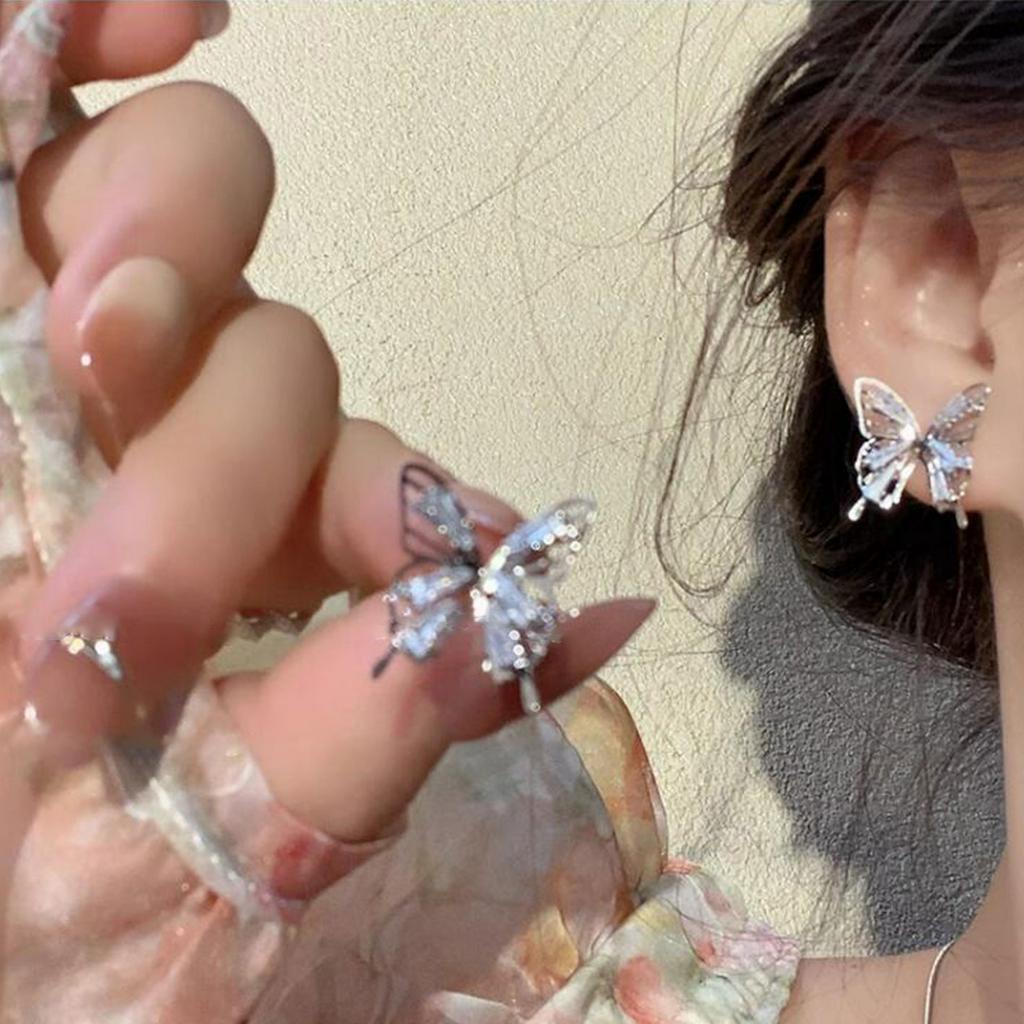 Khuyên Tai Hình Bướm Pha Lê Zircon Cao Cấp Phong Cách Mới 2023