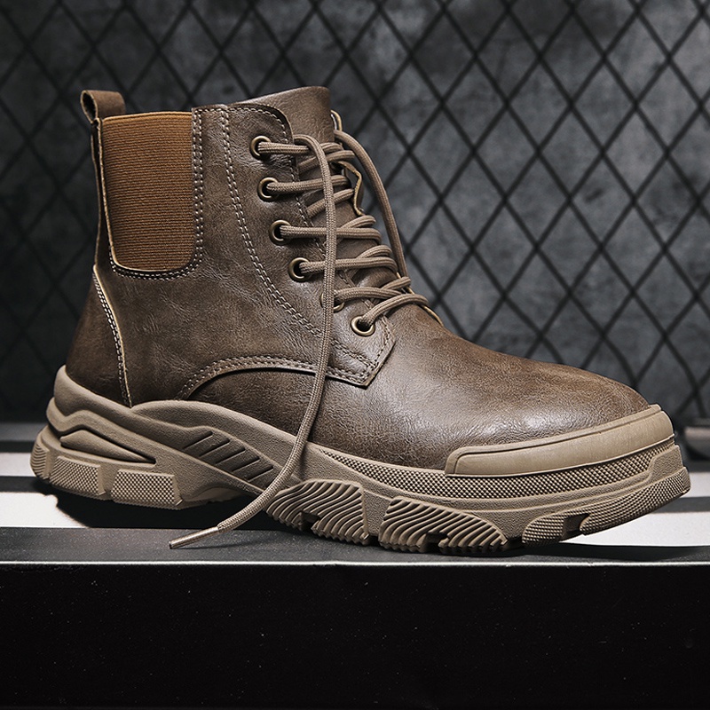 Giày bốt Chelsea cao cổ bằng da thời trang cho nam