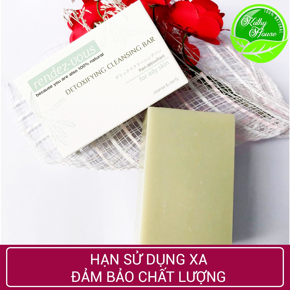 Xà phòng rửa mặt đất sét xanh rendez-vous detoxifying cleansing bar, giải độc tố, dành cho da dầu 100g