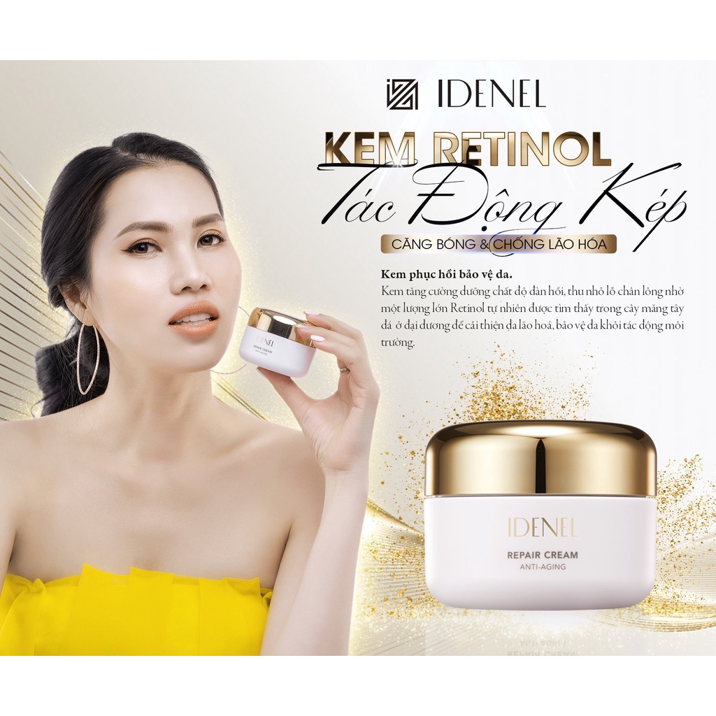 Kem IDENEL Repair Cream Anti-Aging 50ml Retinol giúp chống lão hóa từ peptide xóa nhăn da - căng bóng