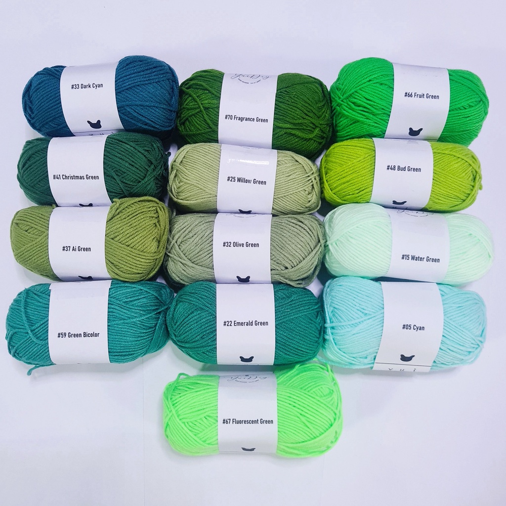 4Ply YuiDiy Màu Xanh Lá Cây 4Ply Sợi Cotton Trọng Lượng 50 Gram