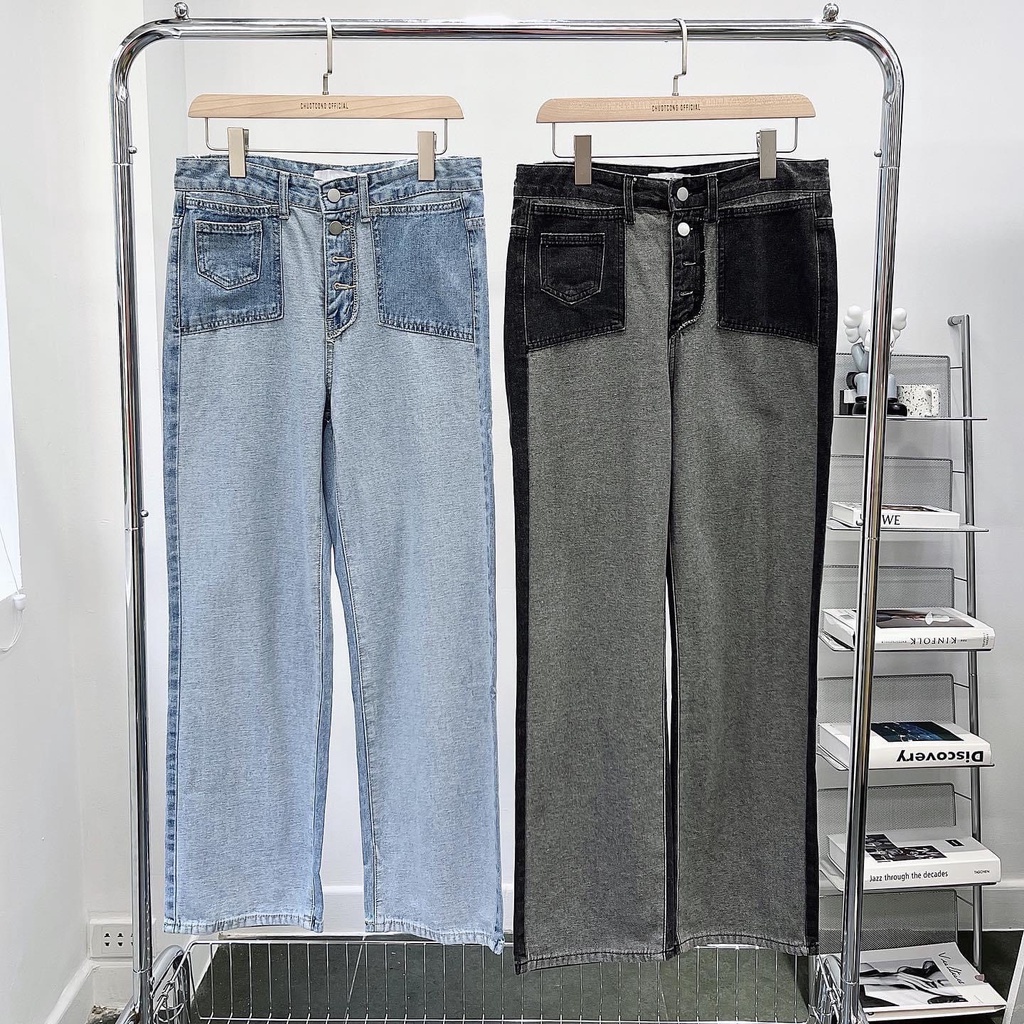 QUẦN JEANS ỐNG RỘNG CHUOTCONG OFFICIAL (Đen,Xanh) 7776