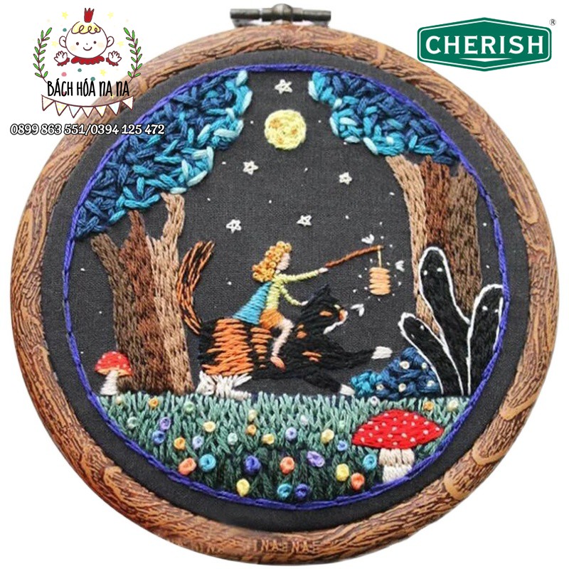 Kit nguyên liệu thêu tay trang trí DIY Hoa Mèo Thêu Thủ Công Tranh Thêu Decor Quà Tặng Đảo Mèo Bách hóa Na na Handmade