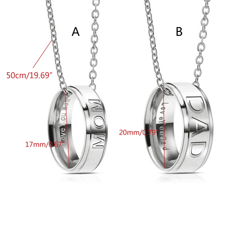 Dây Chuyền Mặt Nhẫn Bằng Thép Không Gỉ Khắc Chữ Dad / Mom Thời Trang