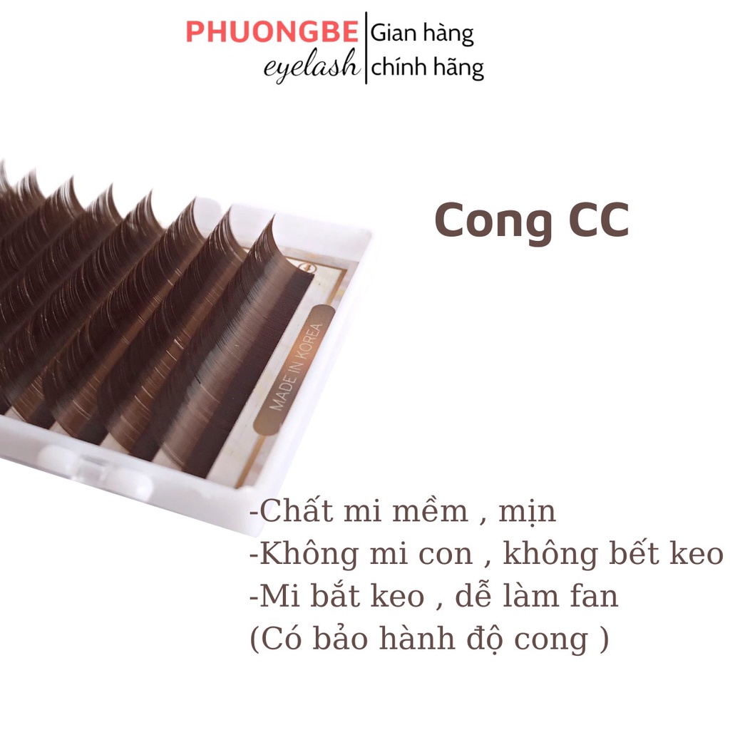 Mi khay nâu tây độ cong C CC D LD nối thiết kế thương hiệu Phương Bé Eyelash cao cấp