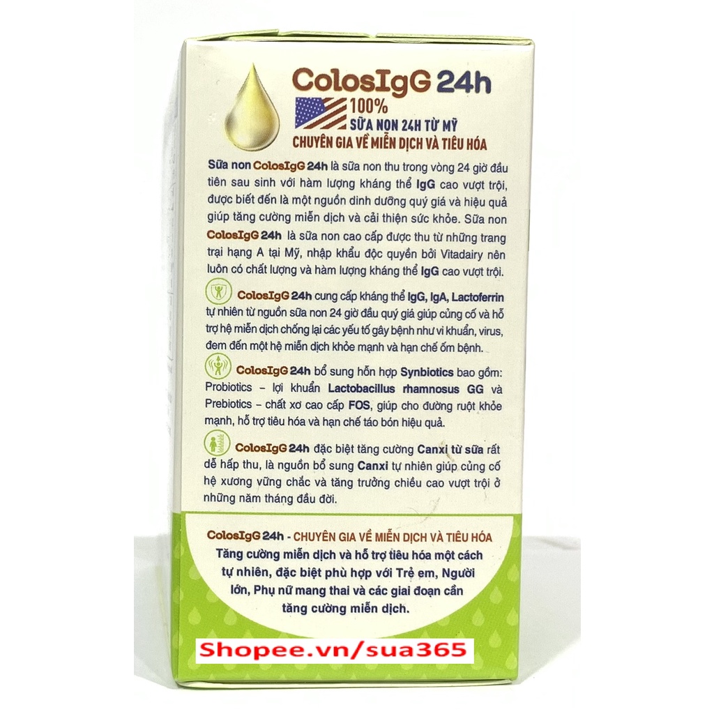 Sữa non ColosIgG 24h 45G ( 30 gói x 1.5g) [ Date mới nhất )]