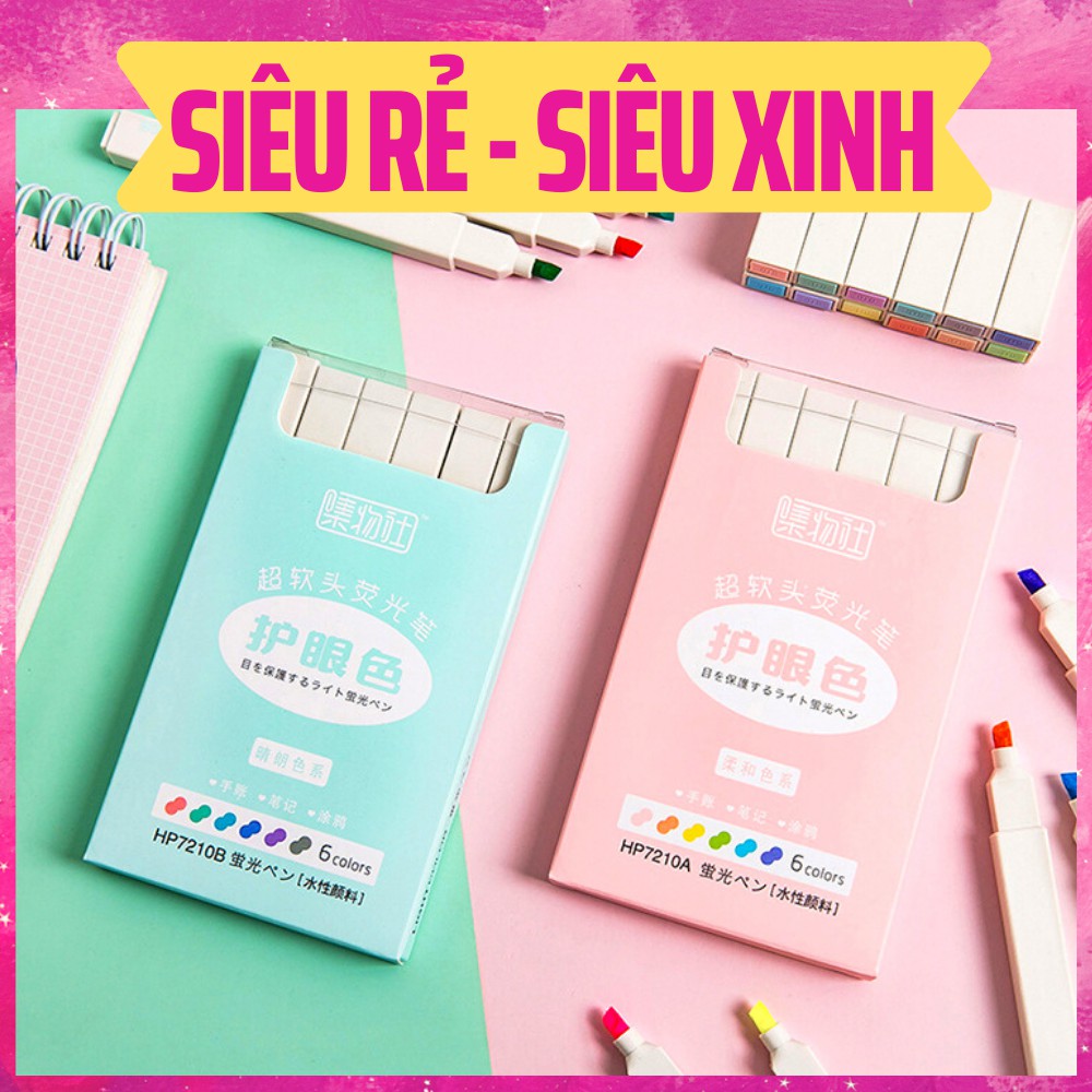 Bút đánh dấu bút highlight set 6 bút nhiều màu - hight color độc đáo