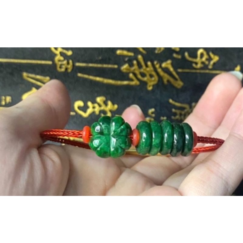 Vòng tay nam nữ mic mặt cỏ 4 lá may mắn kèm đồng điếu ngũ phúc