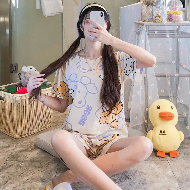 [Hàng QC Cao Cấp] Bộ Pijama Đùi Cotton Sữa Mềm Mịn Thấm Hút Mồ Hôi Full Size (38-75Kg)