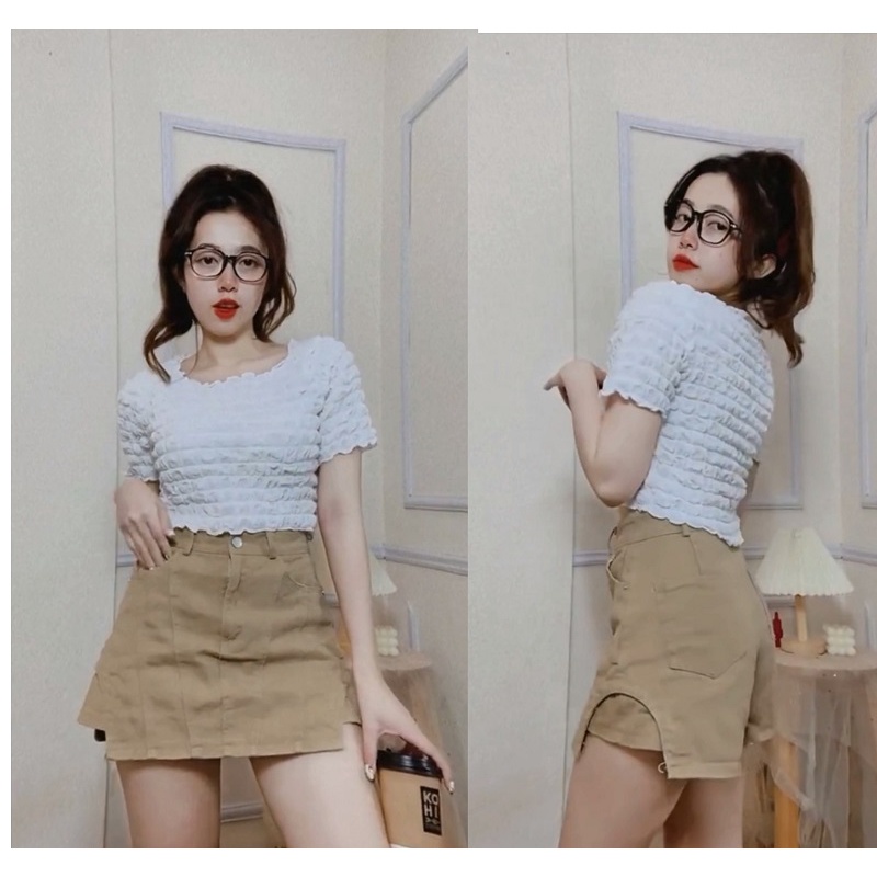 Quần Váy Ngắn Kaki , Áo Xốp Thun - BT Fashion