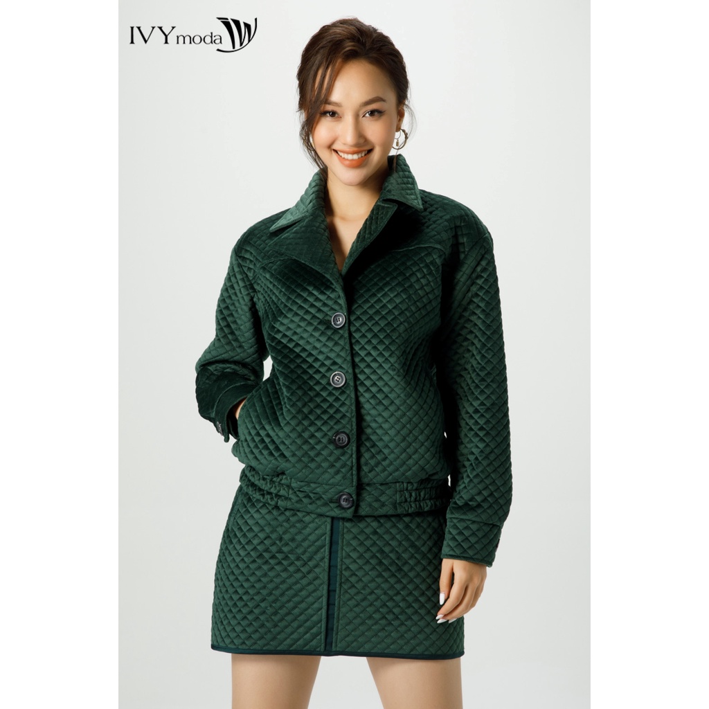 Chân váy nhung chần quả trám IVY moda MS 31B9127