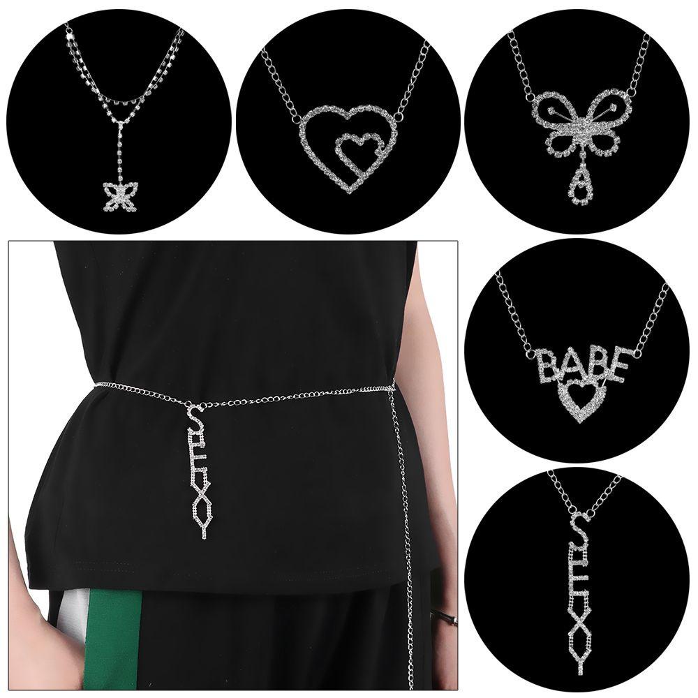 JONYE Dây Chuyền Toàn Thân Hình Trái Tim / Bướm Đính Đá Lấp Lánh Quyến Rũ