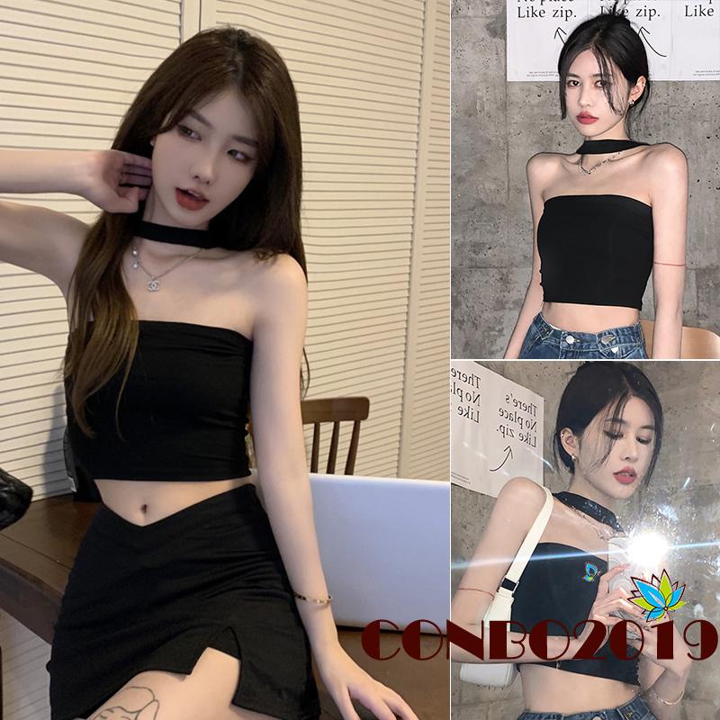 Áo Croptop Sát Nách Màu Trơn Thiết Kế Đơn Giản Thời Trang Cho Nữ