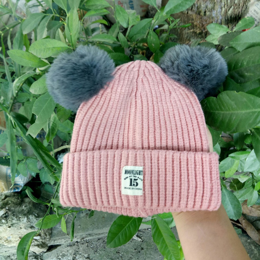 Mũ len quả bông cho bé 5 tháng - 4 tuổi