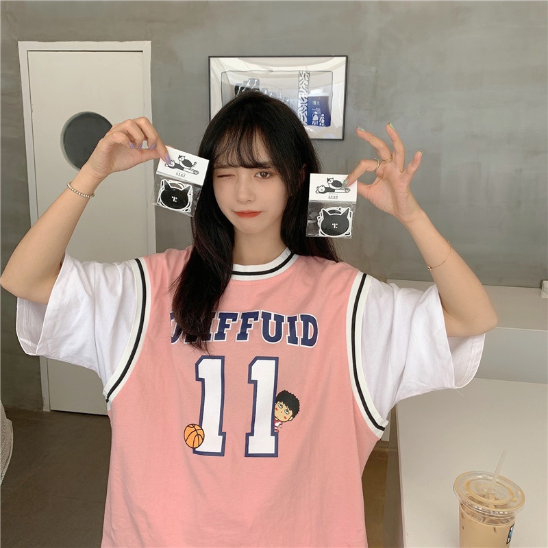 SUXI Áo Thun Bóng Rổ Ngắn Tay Dáng Rộng Thời Trang Mùa Hè Dành Cho Nữ