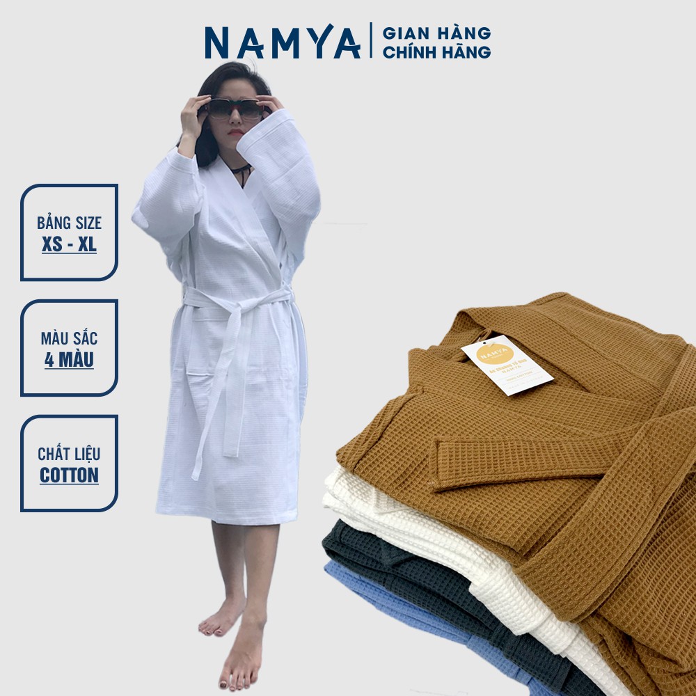 Áo choàng tắm cao cấp NAMYA chất liệu 100% cotton, họa tiết tổ ong, hút nước | NAMYA NBR6