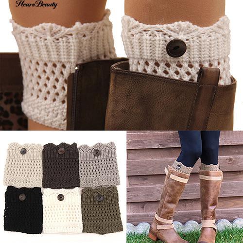 Vớ len bao ống chân màu trơn thiết kế đan lỗ cho nữ