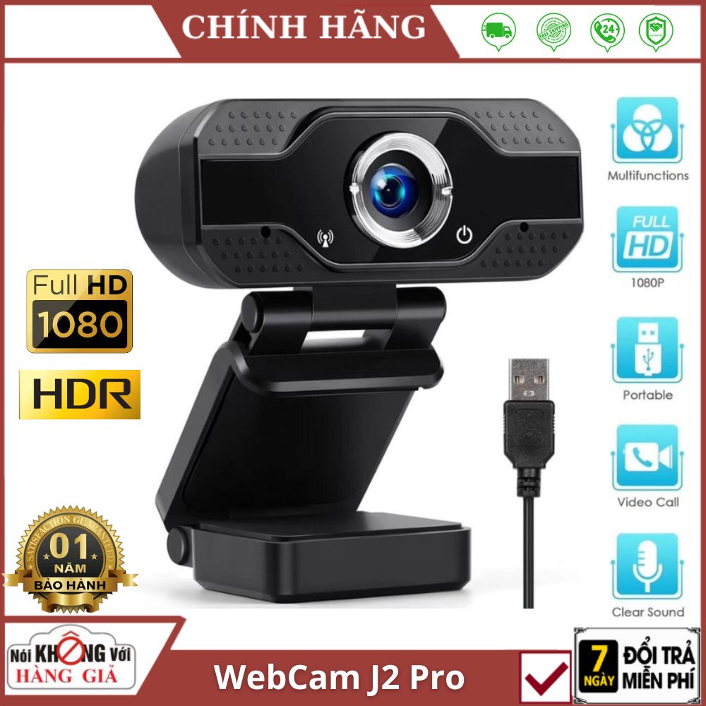 Webcam máy tính J2 PRO 1080P Full HD HDR Có Mic để truyền phát video phục vụ hội họp trực tuyến, chơi game, giải trí