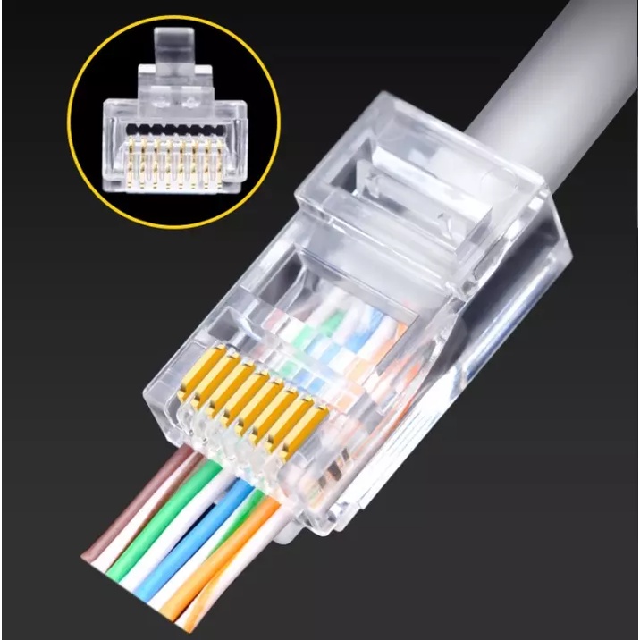 Túi 100 hạt mạng RJ45 loại xuyên thấu chất lượng cao