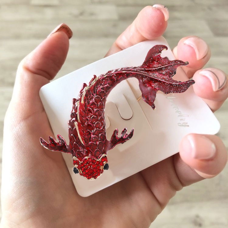Fish Rhinestone Brooch Pin Jewelry Vintage Banquet Big Brooches for Women Crystal Pins And Brooches Accessories