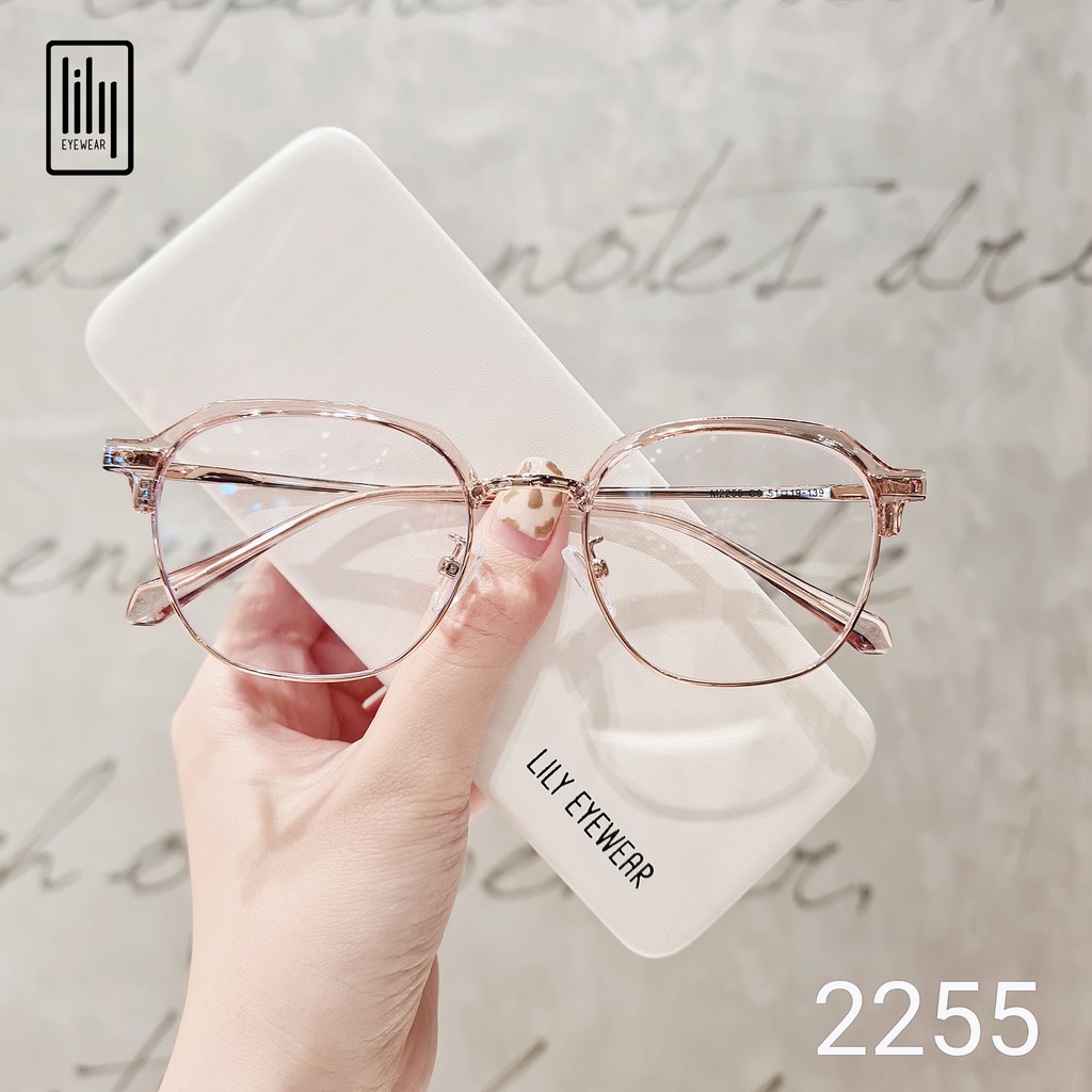 Gọng kính mắt nam nữ Lilyeyewear mắt tròn kim loại thanh mảnh màu sắc thời trang 2255 | BigBuy360 - bigbuy360.vn