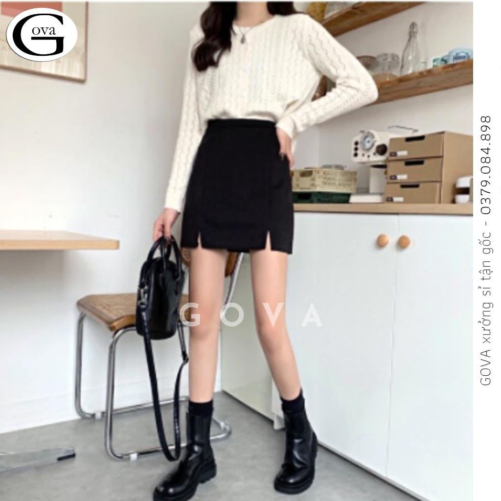 Chân Váy CHỮ A XẺ 2 BÊN Lưng Cạp Cao Có Lót Trong Kiểu Thời Trang Nữ Cao cấp GOVA