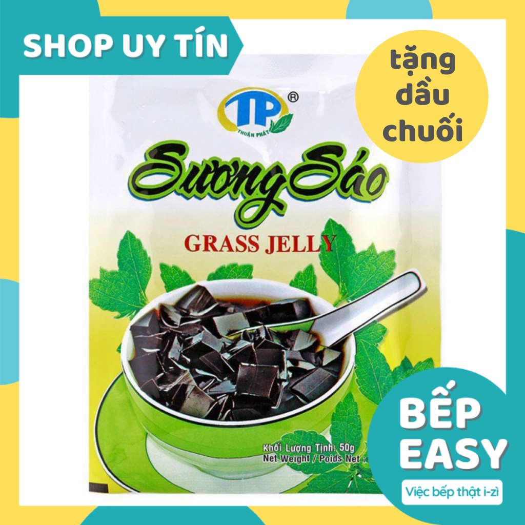 Bột Sương Sáo , Pudding , Thạch Đen Hạt É thương hiệu Thuận Phát 50g tặng kèm dầu chuối