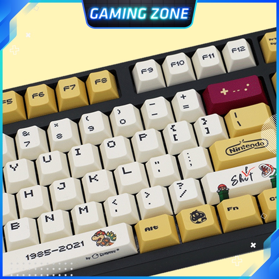 Keycap bàn phím cơ Retro Mario Vàng nhựa PBT 122 phím siêu đẹp