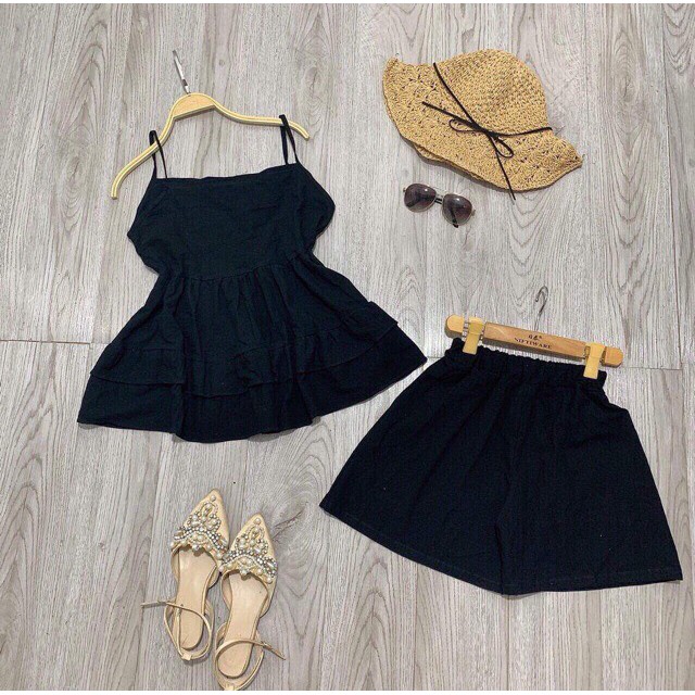 Bộ Đồ Ngủ 2 Dây Đũi Nữ- San San Shop - Đầy Đủ Màu Đen, Đỏ, Be - Không Nhăn Nhàu, Không Xổ Lông, Thấm Hút Mồ Hôi | BigBuy360 - bigbuy360.vn