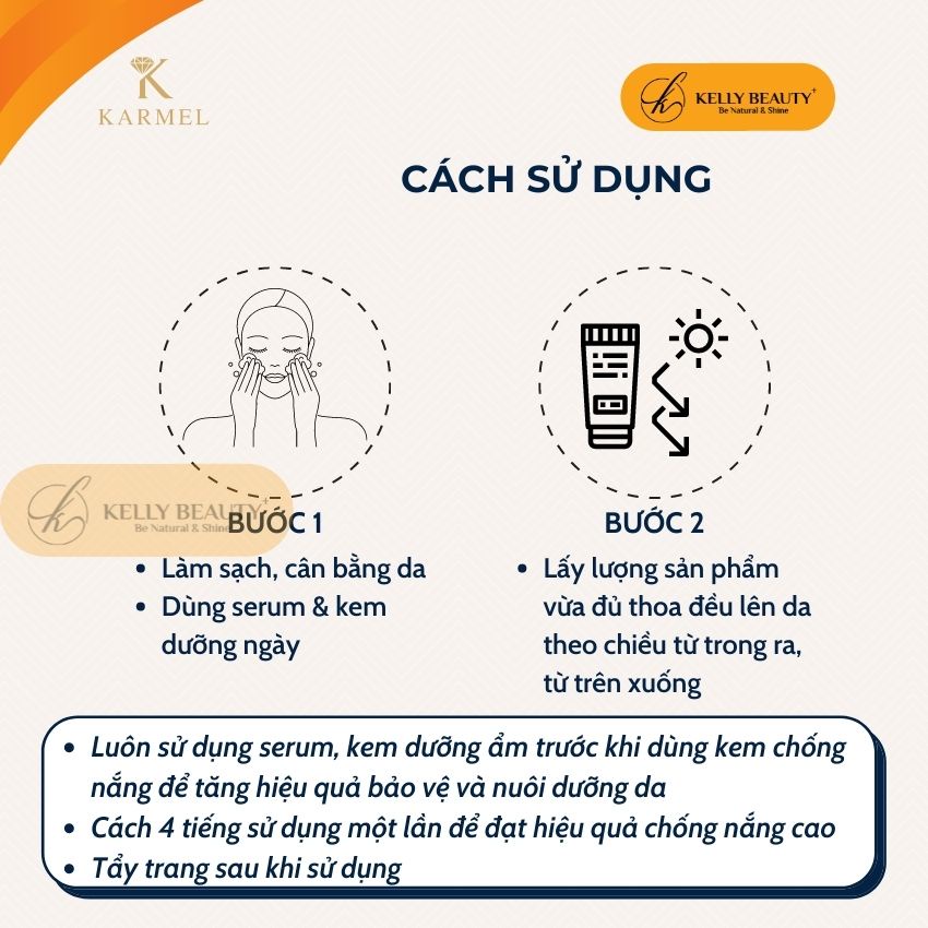 Kem Chống Nắng Vật Lý KARMEL 30 &amp; 50g – Chống Tác Hại Tia UV, Ánh Sáng Xanh; Nâng Tông, Không Bết Dính | Kelly Beauty