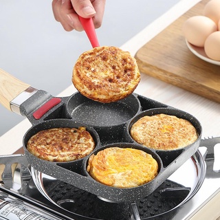 Chảo chống dính rán trứng 4 lỗ tròn - Khuôn chảo chiên 4 ô chảo làm bánh