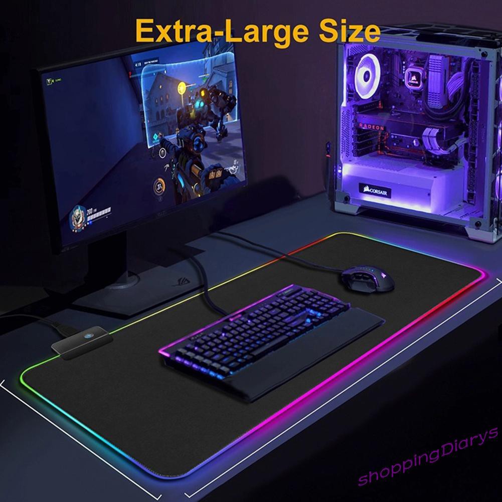 ✤Sh✤ Gaming Mouse Pad Computer RGB LED Luminous Mousepad Carpet PC Desk Play Mat