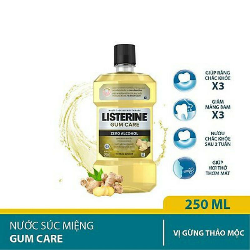 Nước súc miệng Listerine Trắng sáng, Gừng thảo mộc, Trà xanh, Trái cây, Ngăn màng bám 250ml mới