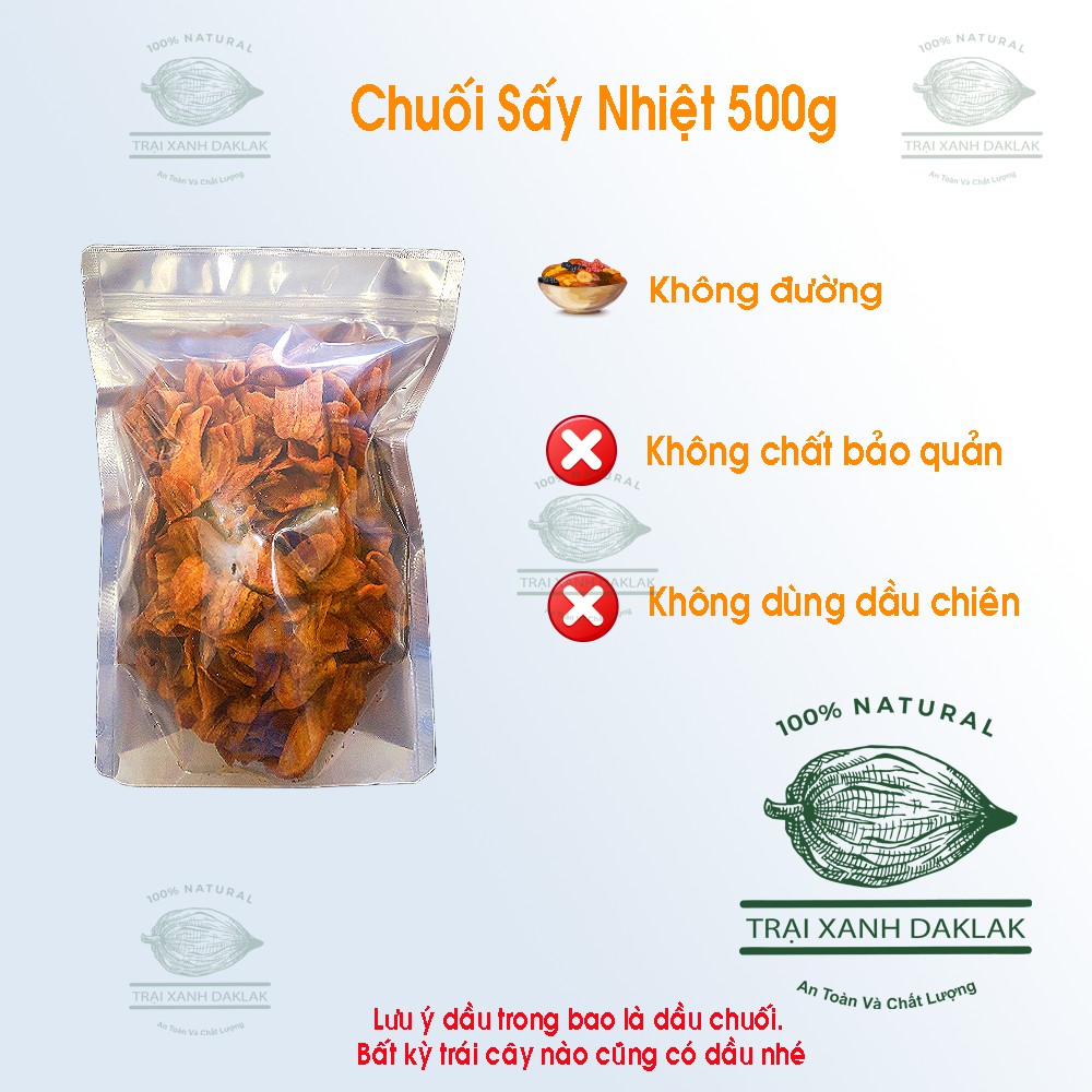 Chuối sấy khô DAKLAK NOAH - không đường - Bịch 500gram / 100gram